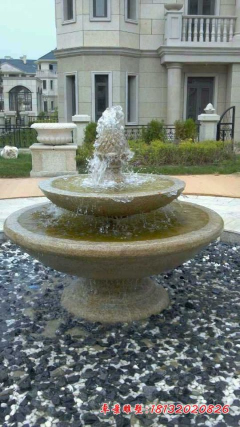 别墅双层喷泉跌水盆石雕