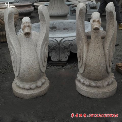小区大理石喷水石雕天鹅