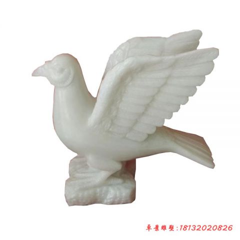 汉白玉动物和平鸽石雕