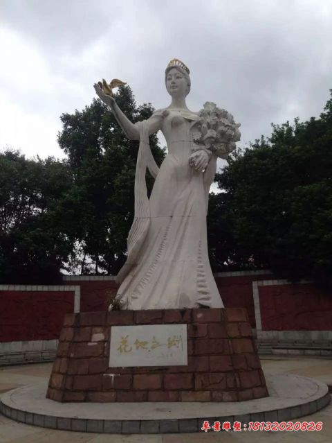 景区人物汉白玉花神石雕