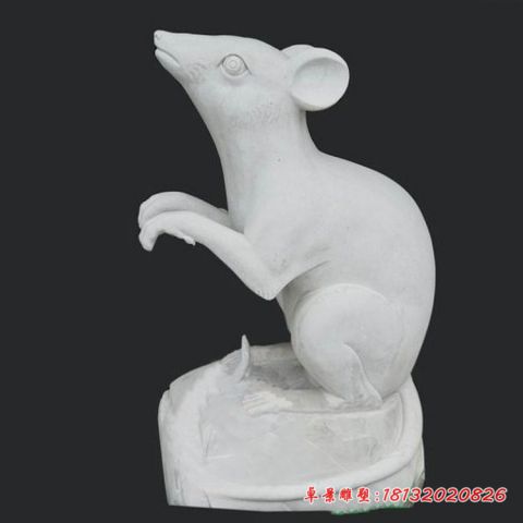 大理石12生肖老鼠石雕