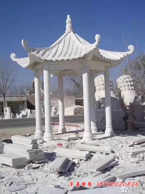 汉白玉六角凉亭公园石雕