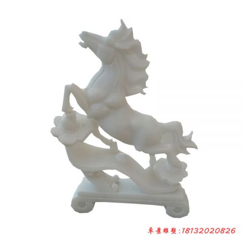 企业汉白玉马到成功石雕马
