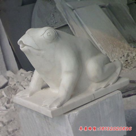 小区大理石喷水青蛙石雕