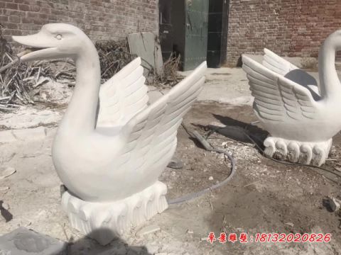 公园汉白玉喷水天鹅石雕