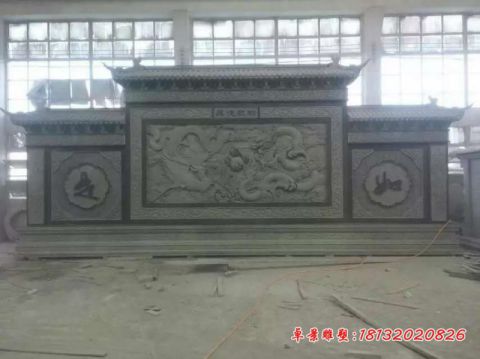 厚德载物浮雕龙影壁石雕