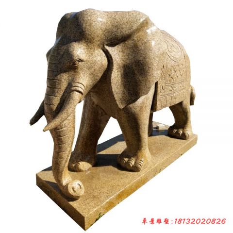 门前吉祥如意大象石雕