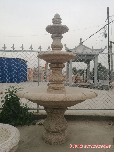 小区花岗岩三层石雕喷泉