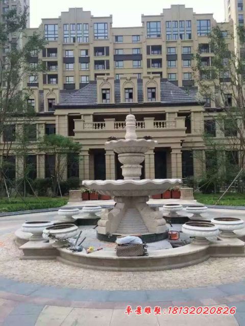 公园双层大理石石雕喷泉