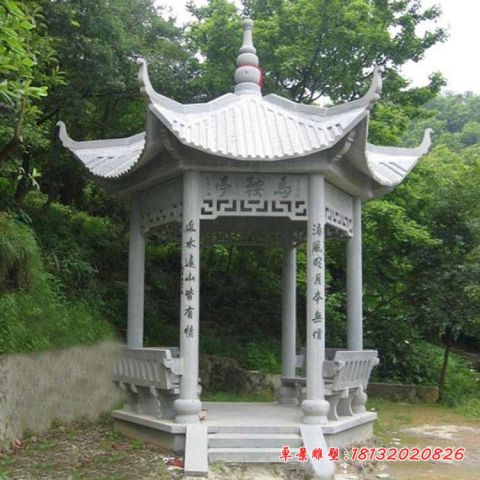 景区大理石六角凉亭石雕