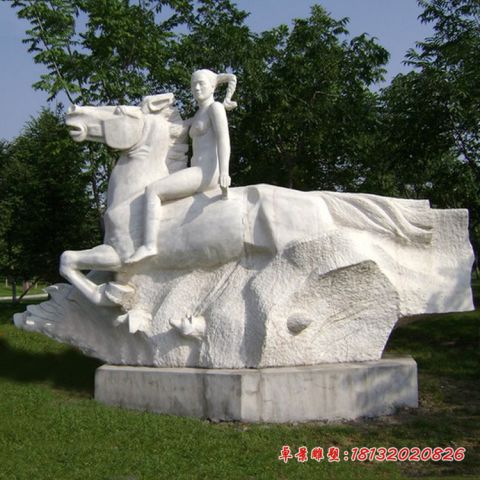 公园骑马人物石雕