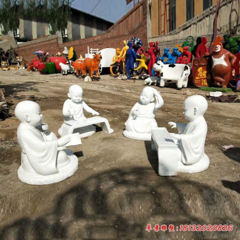 公园琴棋书画小和尚石雕