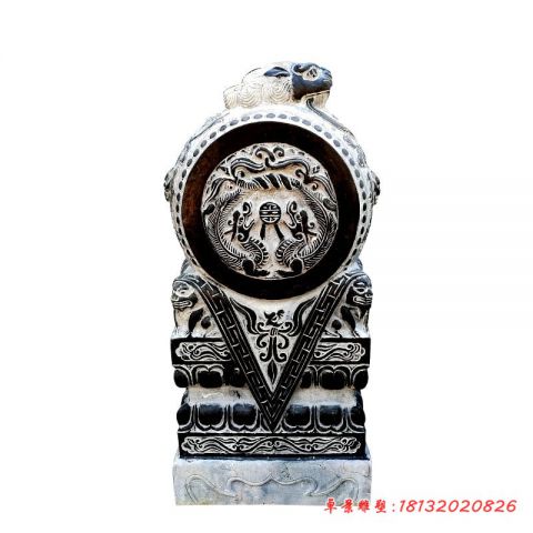 青石仿古古代神兽门墩石雕