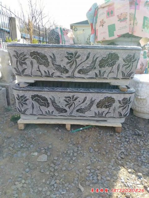 庭院青石仿古方形水缸石雕