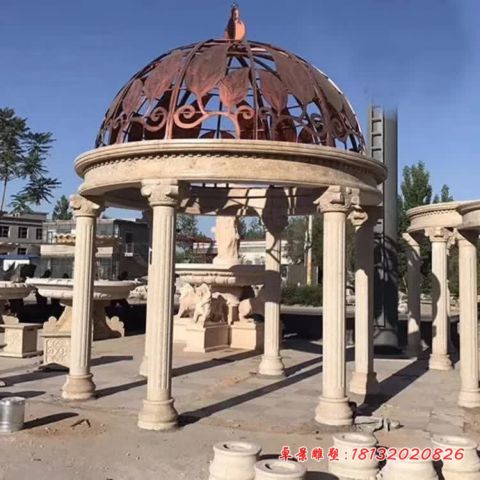 别墅砂岩圆顶欧式石雕凉亭