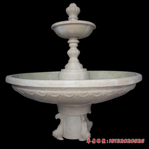 别墅双层鲤鱼喷泉石雕