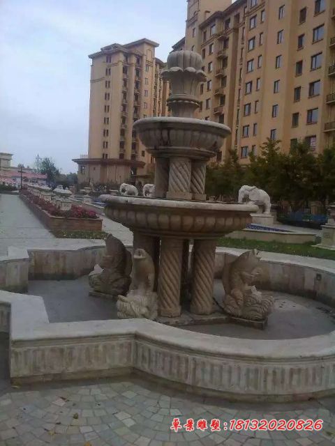 小区双层欧式石雕喷泉