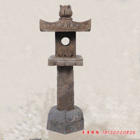 寺庙仿古莲花石灯