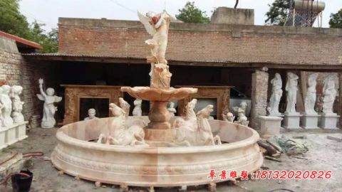 晚霞红动物欧式石雕喷泉