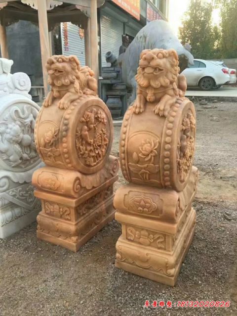 门前狮子抱鼓石门墩
