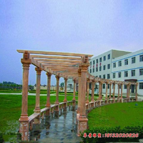 晚霞红校园长廊石雕