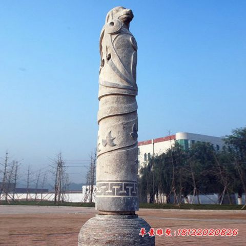 广场十二生肖文化柱石雕