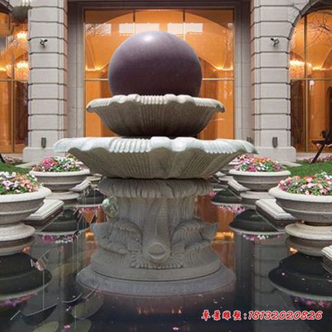 大理石双层鲤鱼风水球喷泉