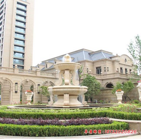 小区门前欧式双层石雕喷泉
