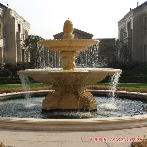 小区景观双层喷泉石雕