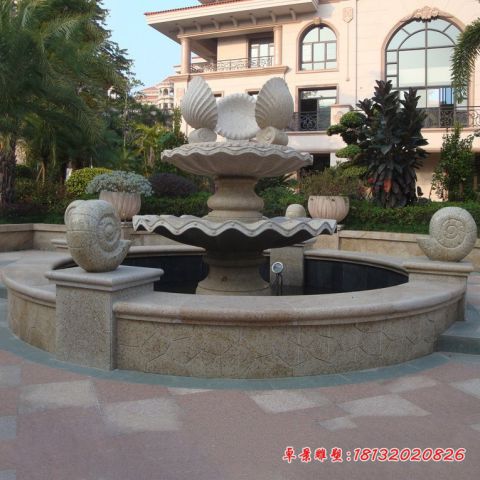 别墅蜗牛贝壳喷泉石雕