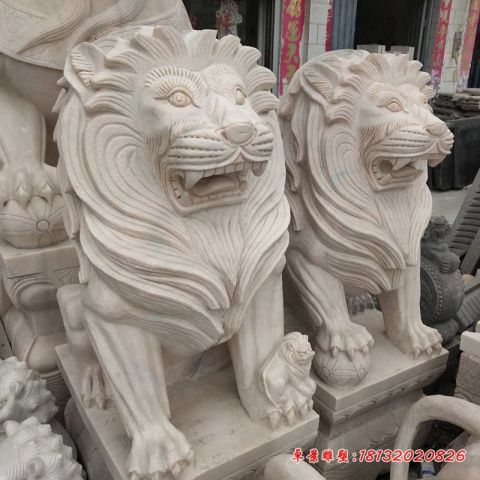 踩球西洋狮子石雕