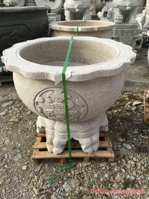 公园大理石水缸石雕