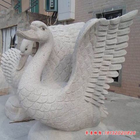 公园大理石天鹅动物石雕