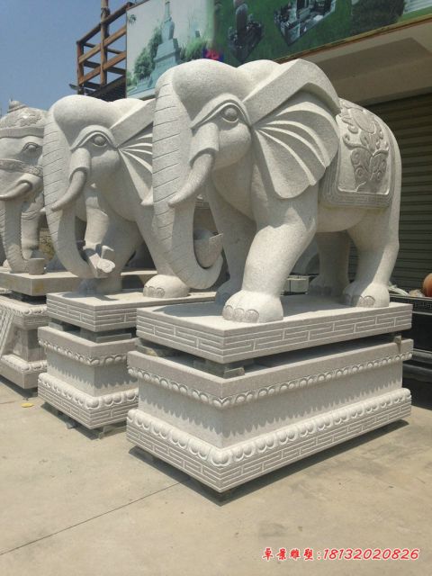 门前大理石招财大象石雕