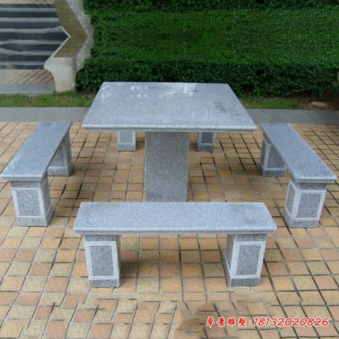 大理石公园方形石桌凳