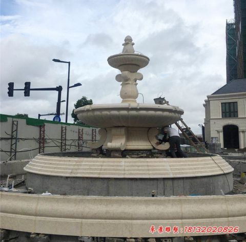 小区双层大型喷泉石雕