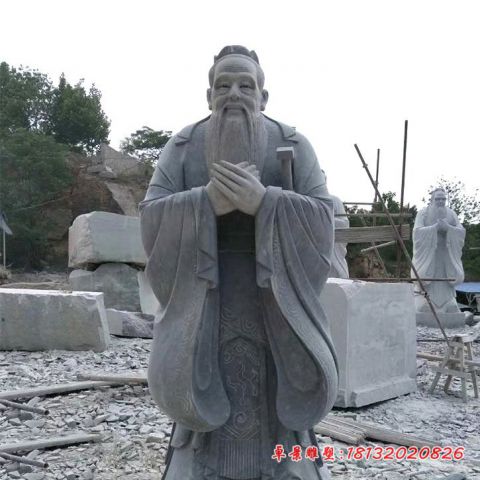 校园青石仿古孔子石雕