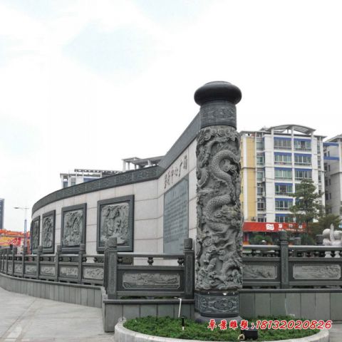 广场景观大理石龙柱石雕