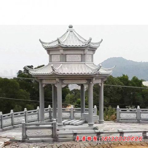 公园景区双层凉亭石雕