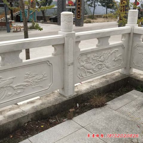 汉白玉花朵浮雕石栏板