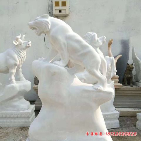 汉白玉十二生肖动物石雕