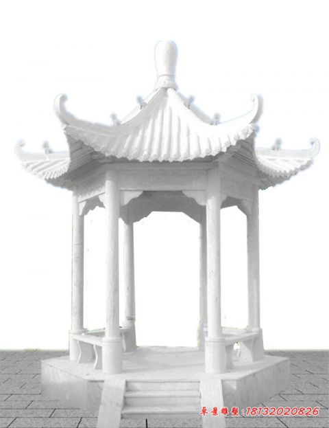 公园大理石六角石凉亭