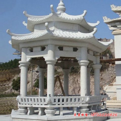 景区大理石八角双层石凉亭