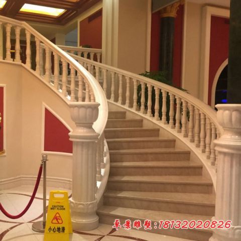 别墅汉白玉楼梯栏杆石雕