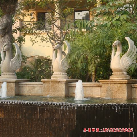 汉白玉别墅喷水天鹅石雕