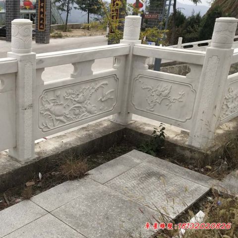 荷花浮雕大理石栏板石雕