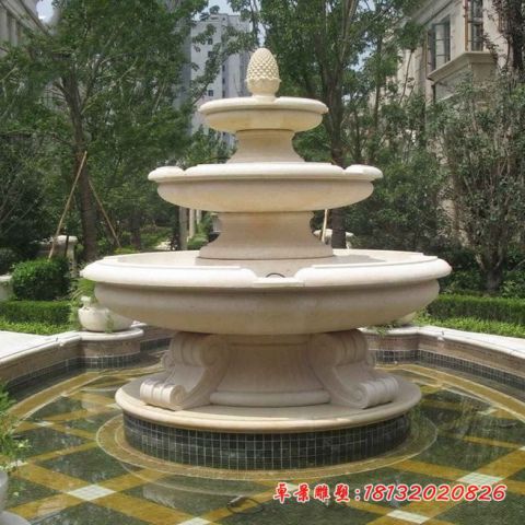 小区三层大理石喷泉石雕