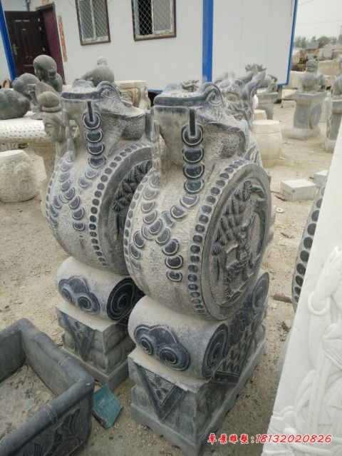 仿古金蟾门墩石雕