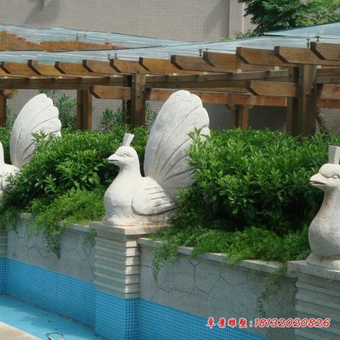 公园喷水孔雀石雕