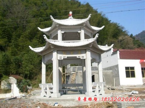 乡村双层凉亭石雕